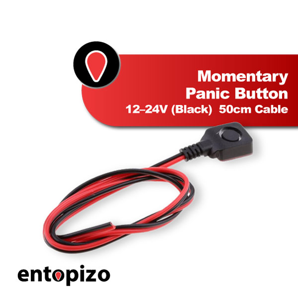 Momentary Panic Button 12–24V (Zwart) – 50cm Kabel