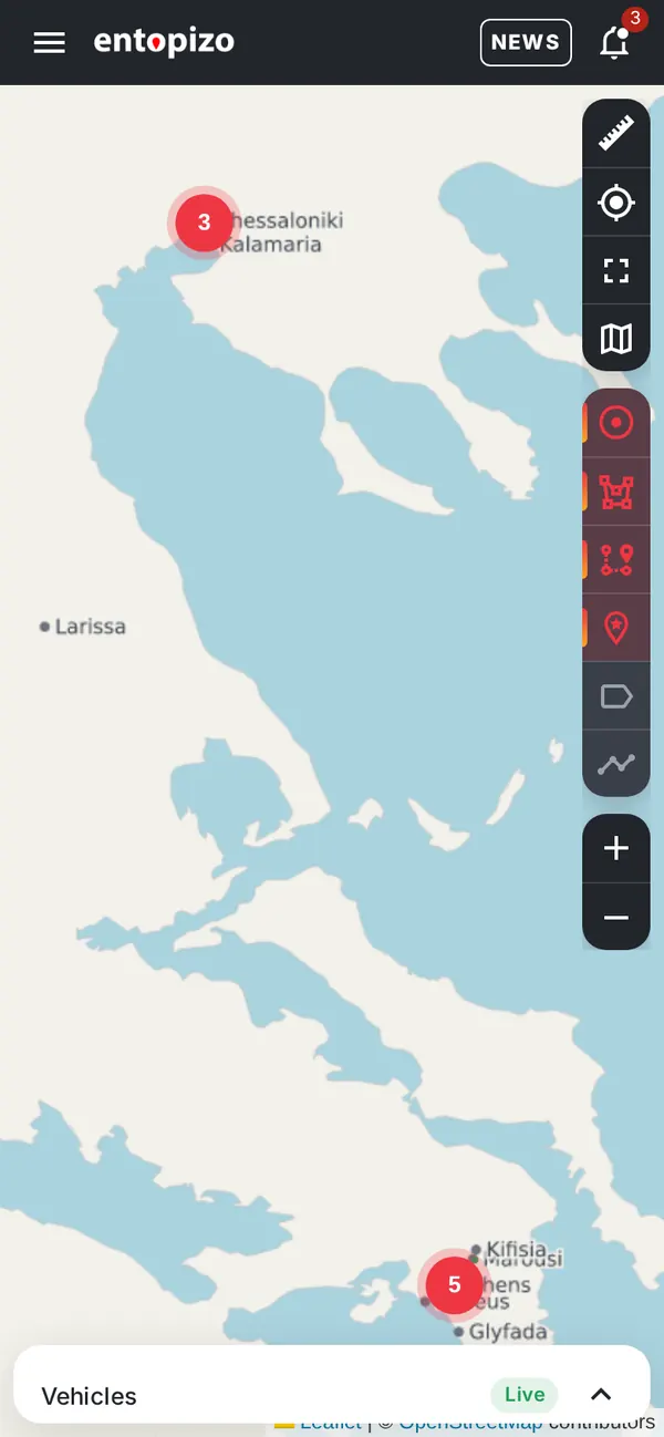Entopizo Pro live kaart op een telefoon